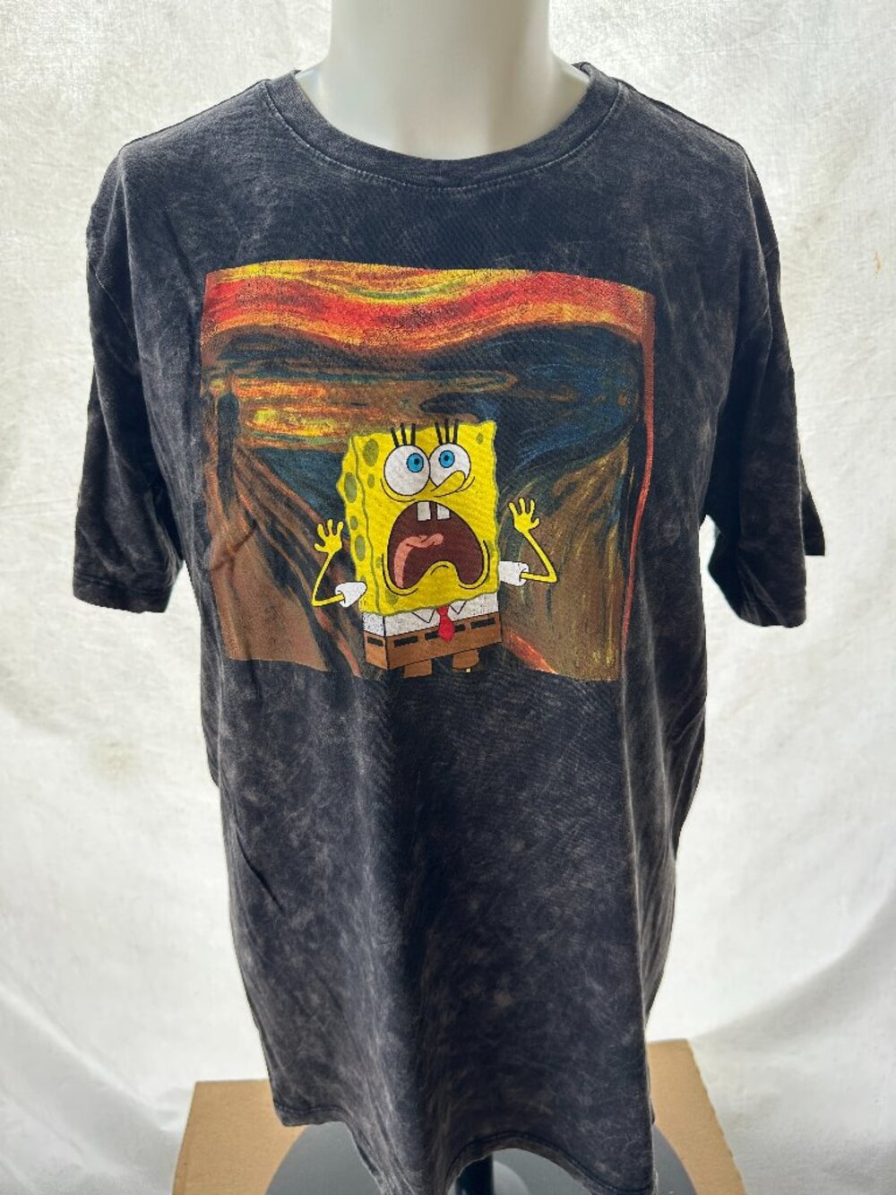 SpongeBob SquarePants Patrick Star Squidward Men's Tye  Dye Black T Shirt XL